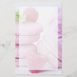 Pink Raspberry Macarons French Pastry Photo Stationery