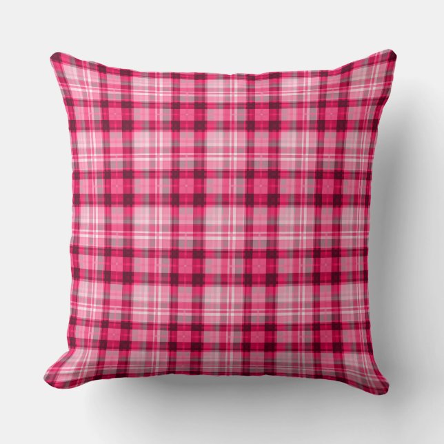 pink raspberry shades with a chequered pattern throw pillow (Front)