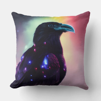 Pink Raven Throw Pillow