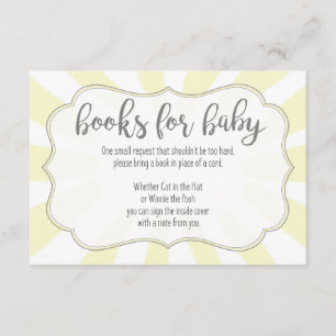 Pink Ray of Sunshine Baby Shower Book Request Card