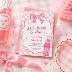Pink Ready to Pop Girl Baby Shower Invitation
