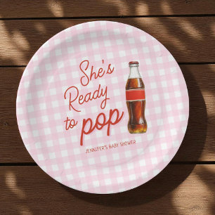Pink Ready To Pop Soda Pop Cola Baby Shower Paper Plate