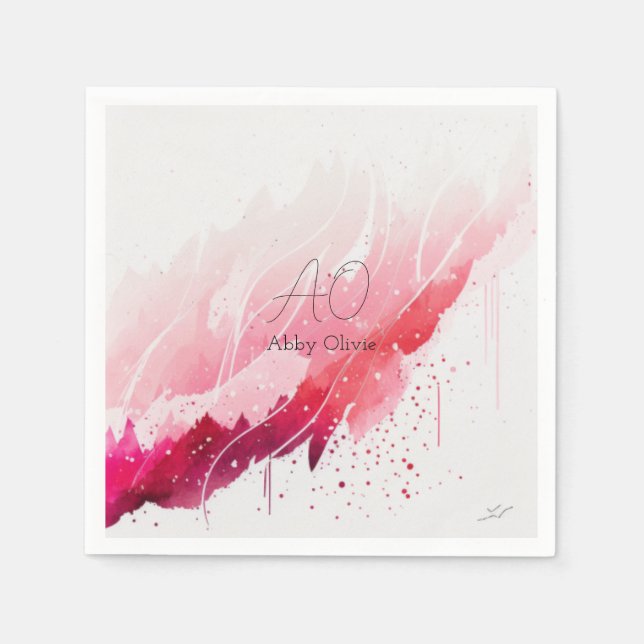 Pink red abstract simple simple napkin (Front)