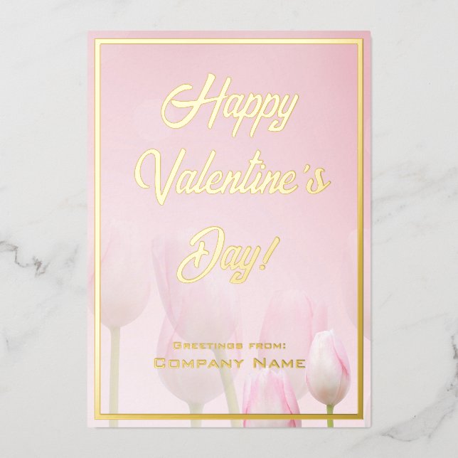 Pink Red and Gold Business Valentine Foil Card (Front)