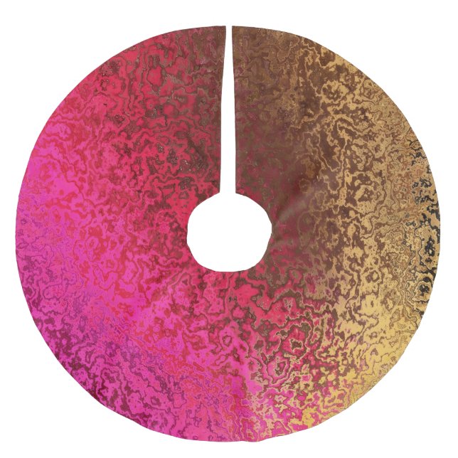 Pink Red And Gold Pattern Brushed Polyester Tree Skirt (Front)