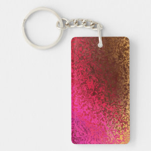 Pink Red And Gold Pattern Keychain