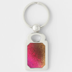 Pink Red And Gold Pattern Keychain