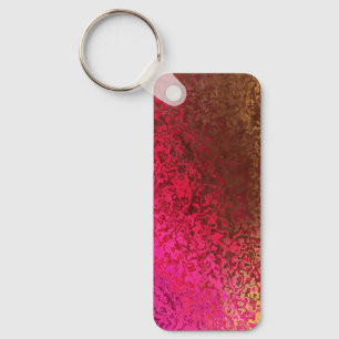 Pink Red And Gold Pattern Keychain
