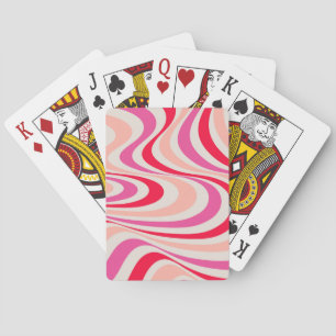 Pink, red and grey abstract retro swirl design playing cards