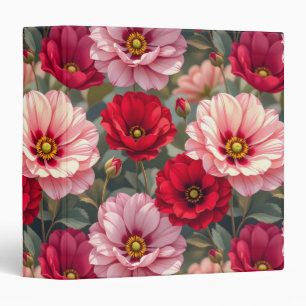 Pink, red and mauve flowers binder