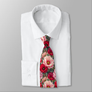Pink, red and mauve flowers  tie