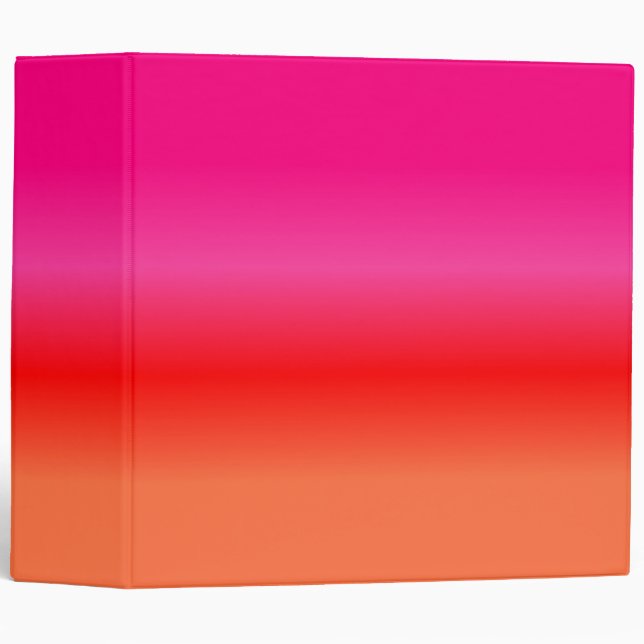Pink,  Red and Orange Gradient 3 ring binder (Front/Spine)