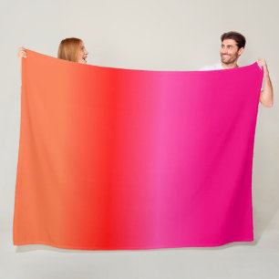 Pink,  Red and Orange Gradient fleece blanket
