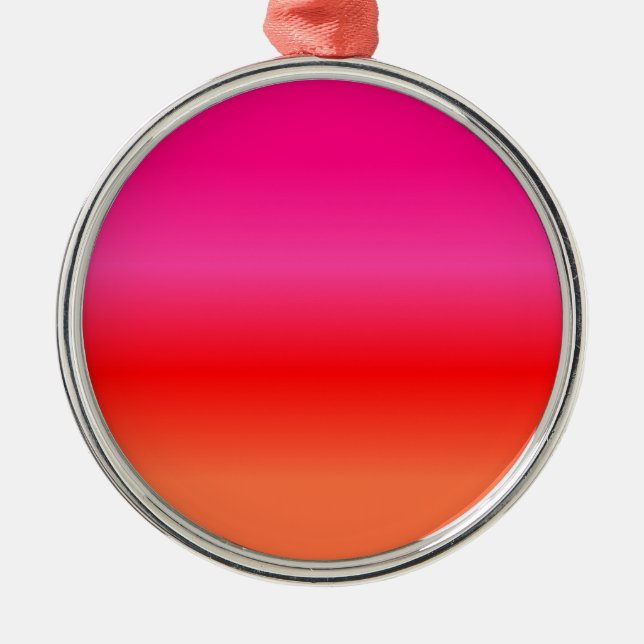 Pink, Red and Orange Gradient Metal Ornament (Front)