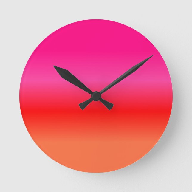 Pink, Red and Orange Gradient Round Clock (Front)