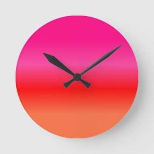 Pink, Red and Orange Gradient Round Clock