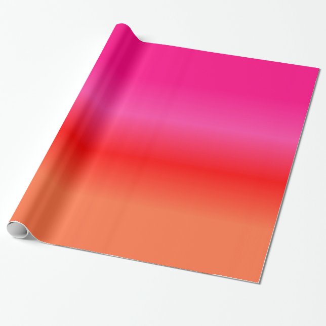Pink,  Red and Orange Gradient wrapping paper (Unrolled)
