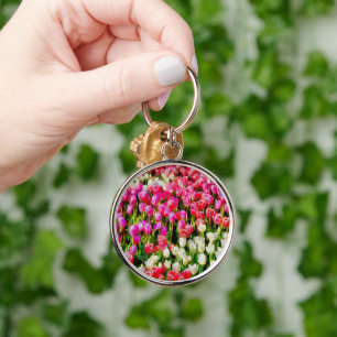 Pink Red and White Tulips from Mt Vernon Keychain