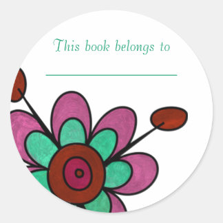 Pink, Red & Aqua Fun Flowers Classic Round Sticker