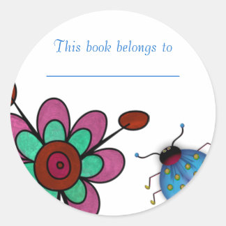Pink, Red & Aqua Fun Flowers Classic Round Sticker