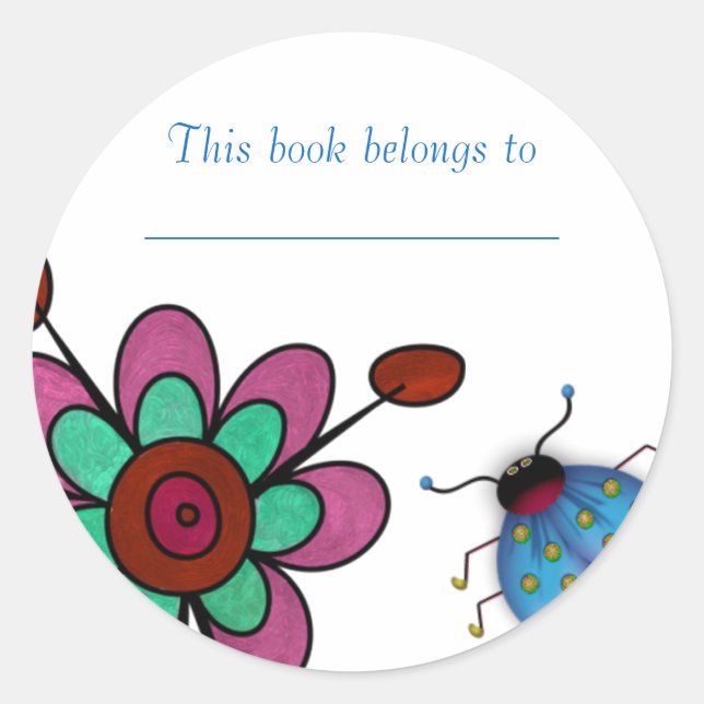 Pink, Red & Aqua Fun Flowers Classic Round Sticker (Front)