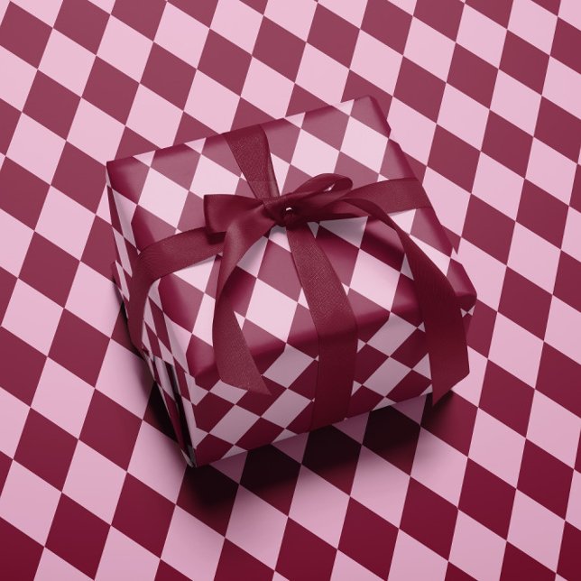 Pink red argyle pattern Christmas Wrapping paper (Creator Uploaded)