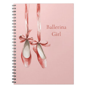 Pink Red Ballet Shoes Ballerina  Notebook