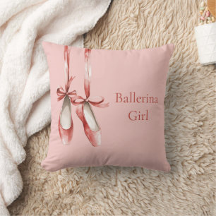 Pink Red Ballet Shoes Ballerina  Throw Pillow