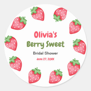 Pink & Red Berry Sweet Strawberry Bridal Shower Classic Round Sticker