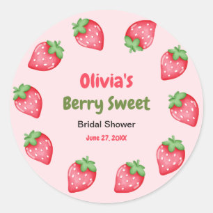 Pink & Red Berry Sweet Strawberry Bridal Shower Classic Round Sticker