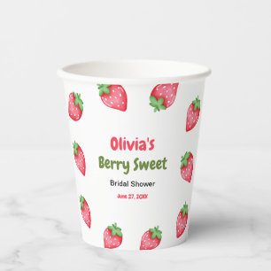 Pink & Red Berry Sweet Strawberry Bridal Shower Paper Cups