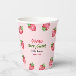 Pink & Red Berry Sweet Strawberry Bridal Shower Paper Cups