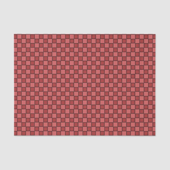 Pink Red Black Chequerboard Pattern Tissue Paper (Front)