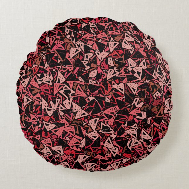 Pink Red Black Triangle Seamless Pattern  Round Pillow (Front)