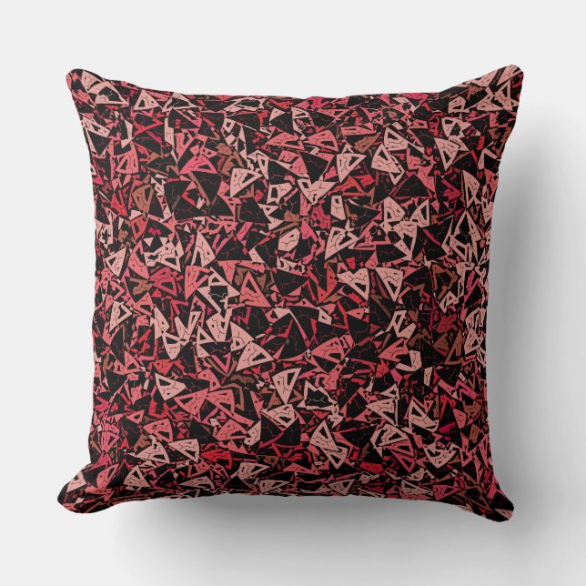 Pink Red Black Triangle Seamless Pattern  Throw Pillow (Front)