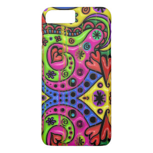 Pink Red Blue and Green Hearts Stars and Flowers iPhone 8 Plus/7 Plus Case