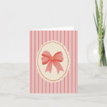 Pink & Red Bow Grandmillennial Blank Folded Xmas