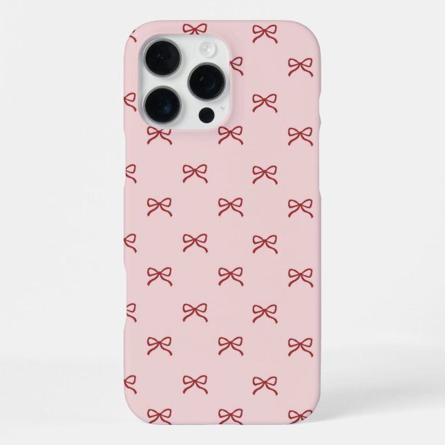 Pink Red Bow Pattern Coquette Girly Spring iPhone Case (Back)