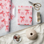 Pink Red Bow Personalized Bridal Shower Wrapping Paper<br><div class="desc">Pink Red Bow Personalized Bridal Shower Wrapping Paper.   Perfect for the trendy "She's tying the knot" party themes.   Personalize with the bride-to-be's name and event.  © Kimbellished,  LLC</div>