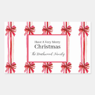 Pink Red Bows Christmas Sticker