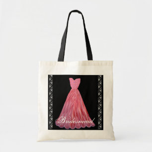 PINK & RED Bridesmaid Dress Cotton Tote Bag