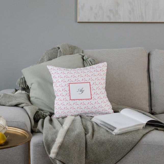 Pink red bright colourful seahorse pattern  throw pillow (Creator Uploaded)