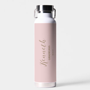 Pink Red Bronze Modern Monogram Bachelor Water Bottle