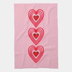 Pink Red Burgundy Hearts Love 4Marla Kitchen Towel
