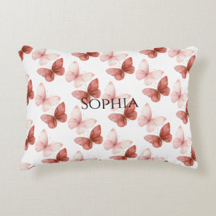 Pink Red Butterflies Glitter Accent Pillow