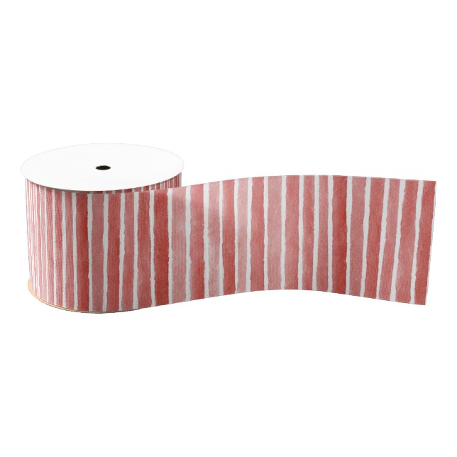 Pink Red Candy Cane Stripes Christmas Grosgrain Ribbon (Spool)