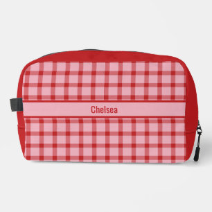 Pink + Red Checkered Bridesmaid Dopp Kit