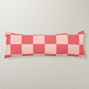 Pink Red Chequered Gingham Pattern Body Pillow