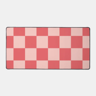 Pink Red Chequered Gingham Pattern Desk Mat