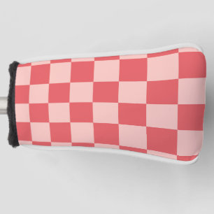 Pink Red Chequered Gingham Pattern Golf Head Cover